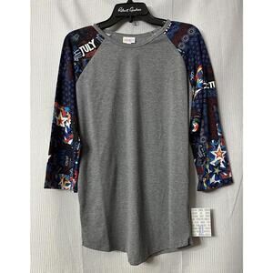NWT Lularoe Womens 3/4 Sleeve Randy July 4th Freedom Top Blouse Shirt Size XL‎